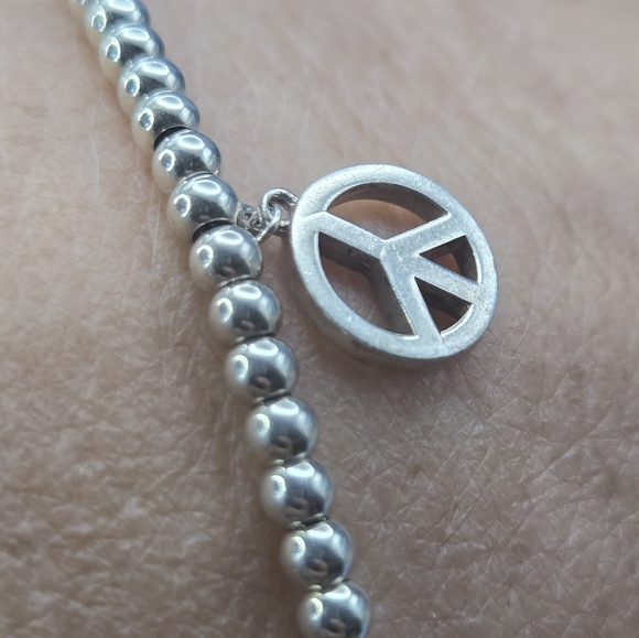 Tiffany & Co. Peace Charm Y2K Silver Beaded Bracelet - Picture 6 of 7